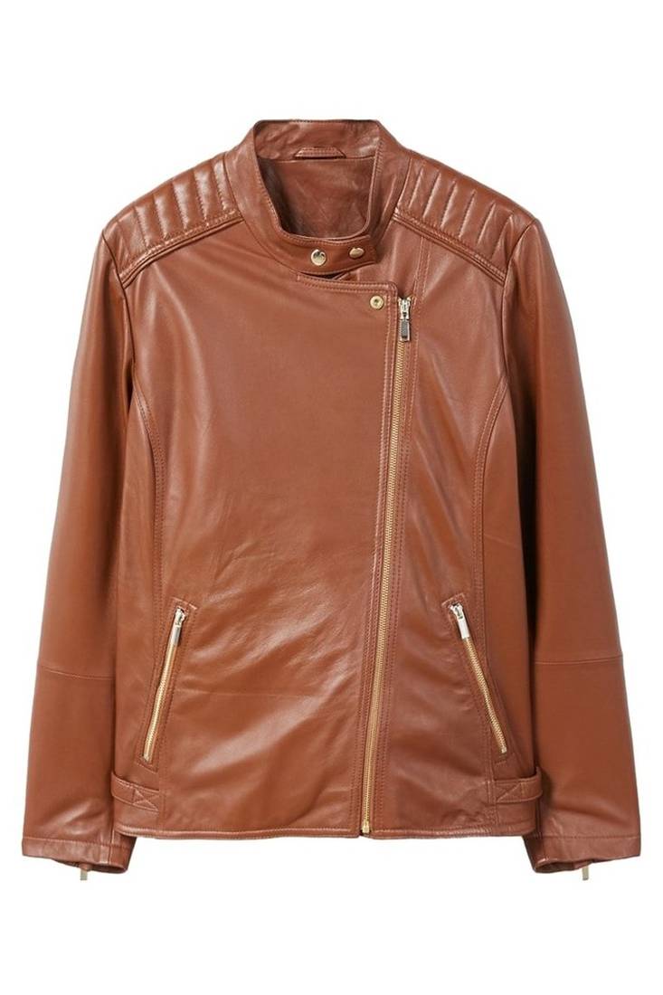 Women brown 100% lambskin leather jacket biker motorcycle napa leather jacket-cl-w288
