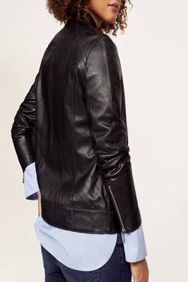 women's black napa leather biker jacket classic moto zip style exclusive top grade 2
