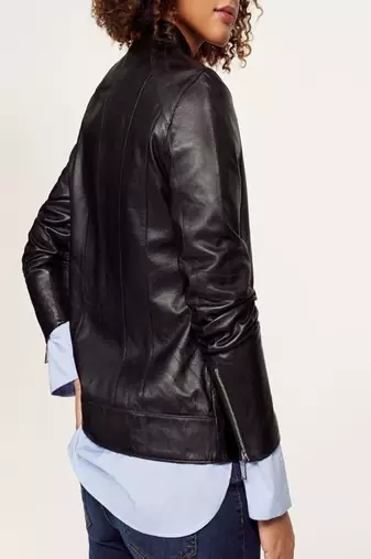women's black napa leather biker jacket classic moto zip style exclusive top grade