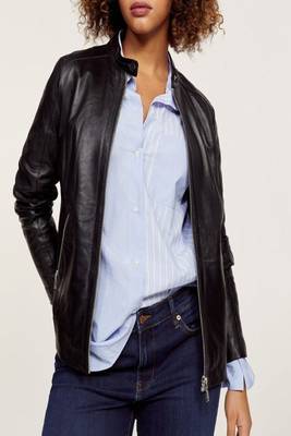 women's black napa leather biker jacket classic moto zip style exclusive top grade 3