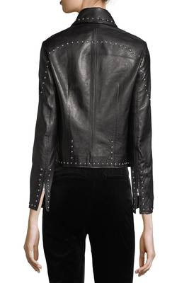 women's black napa leather biker jacket classic moto zip style exclusive fine 2