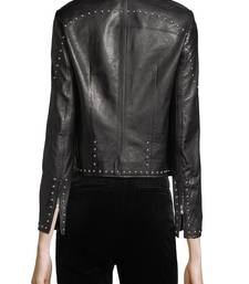 Women black 100% lambskin black leather jacket biker motorcycle napa leather jacket-cl-w290
