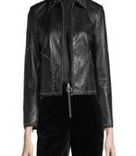 women's black napa leather biker jacket classic moto zip style exclusive fine