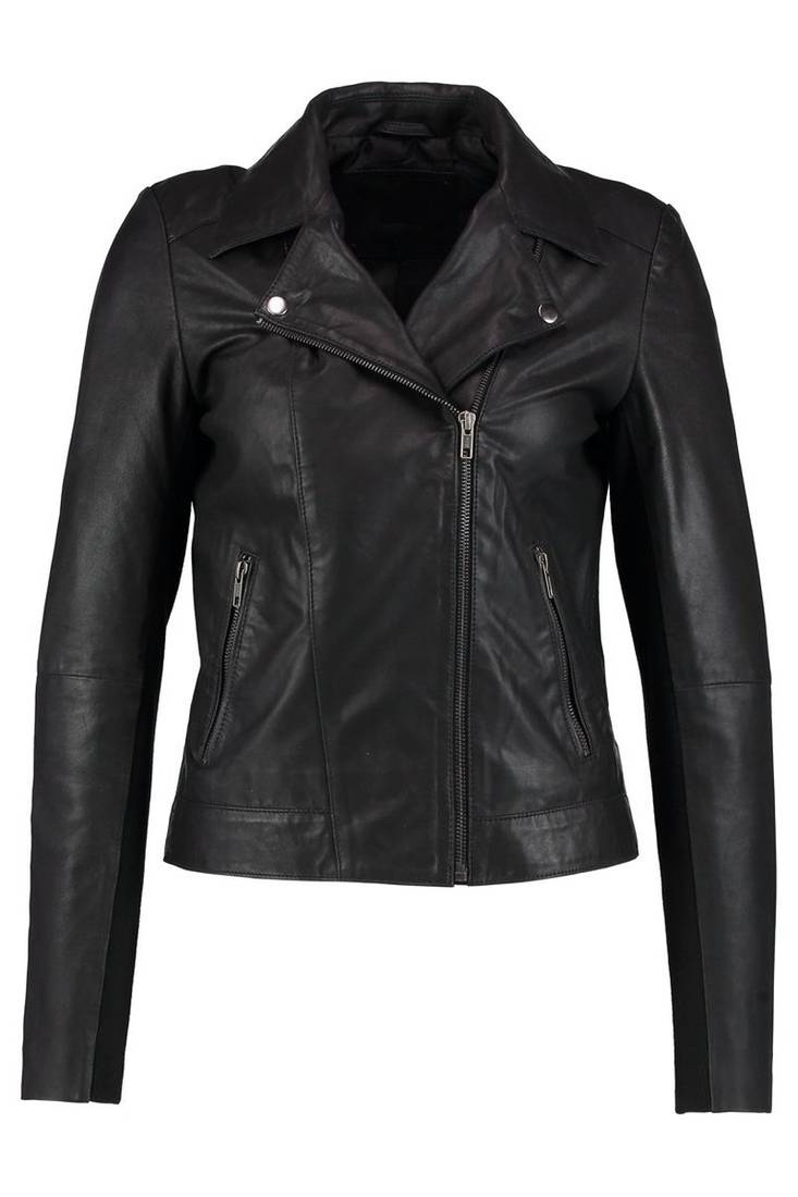 Women black 100% lambskin black leather jacket biker motorcycle napa leather jacket-292