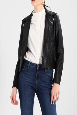 women's black napa leather biker jacket classic moto zip style exclusive ultimate 3
