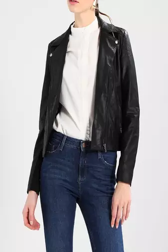women's black napa leather biker jacket classic moto zip style exclusive ultimate