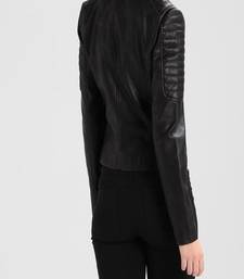 Women black 100% lambskin black leather jacket biker motorcycle napa leather jacket-cl-w293