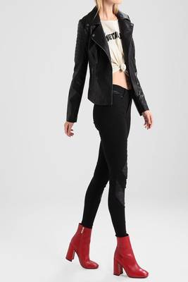 women's black napa leather biker jacket classic moto zip style exclusive advanced 3
