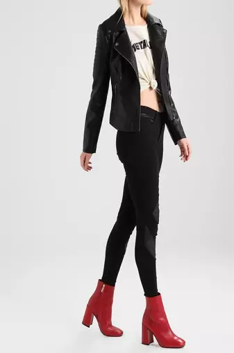 women's black napa leather biker jacket classic moto zip style exclusive advanced
