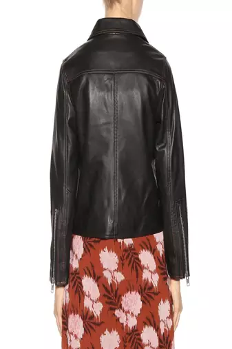 women's black napa leather biker jacket classic moto zip style modern premium
