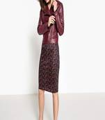 women's maroon napa leather biker jacket classic moto zip style