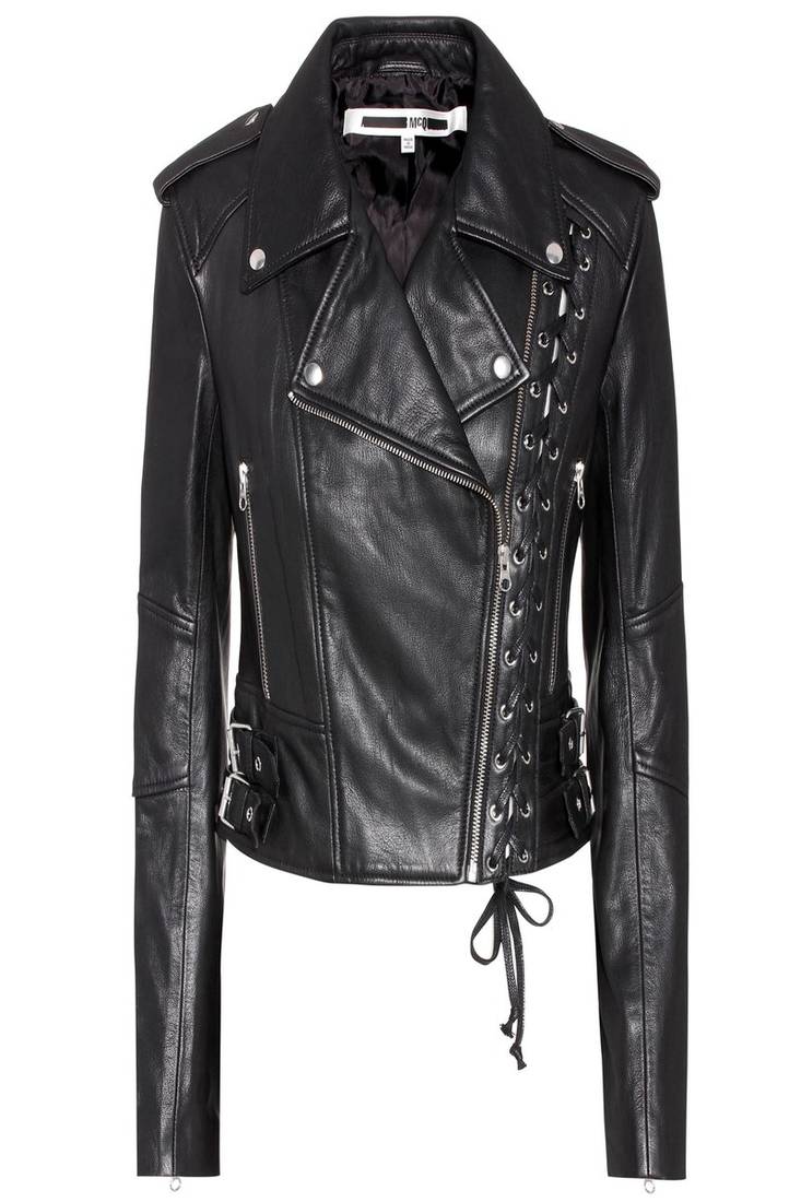 Women black 100% lambskin black leather jacket biker motorcycle napa leather jacket-299