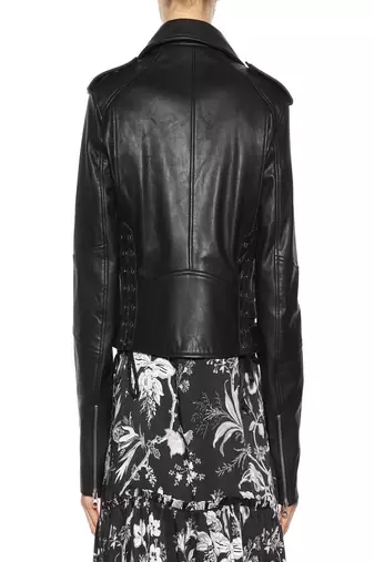 women's black napa leather biker jacket classic moto zip style modern modern