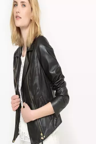 Women 100% lambskin black leather jacket biker motorcycle napa leather jacket-301