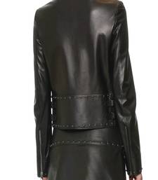 Women’s genuine lambskin leather biker jacket slim fit designer motorcycle-c302