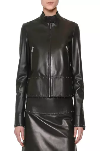 Women’s genuine lambskin leather biker jacket slim fit designer motorcycle-c302