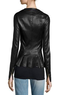 women's black lambskin leather biker jacket classic moto zip style exclusive refined 2