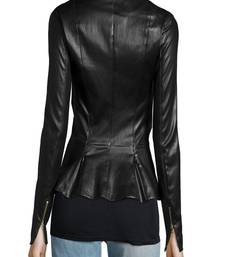 Women’s genuine lambskin black leather biker jacket slim fit designer motorcycle-c303