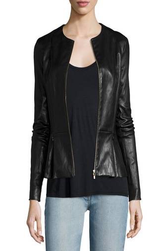 Women’s genuine lambskin black leather biker jacket slim fit designer motorcycle-c303