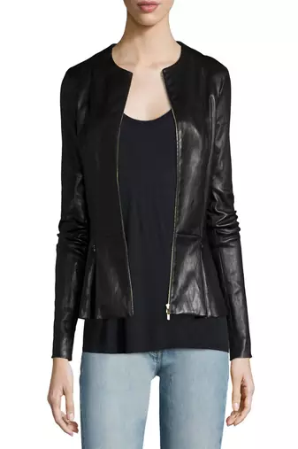 Women’s genuine lambskin black leather biker jacket slim fit designer motorcycle-c303