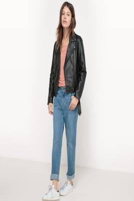 women's black lambskin leather biker jacket classic moto zip style exclusive elegant 2