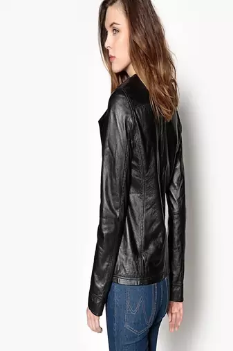 women's black lambskin leather biker jacket classic moto zip style exclusive sophisticated
