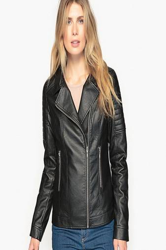 women's black lambskin leather biker jacket classic moto zip style exclusive classic