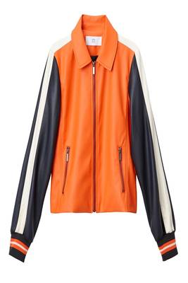 women's orange lambskin leather biker jacket classic moto zip style premium 3