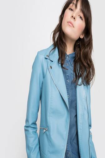 Women’s genuine lambskin blue leather biker jacket slim fit designer motorcycle-c309