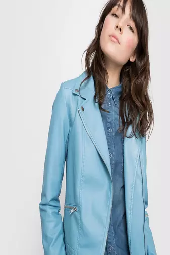 women's blue lambskin leather biker jacket classic moto zip style stylish