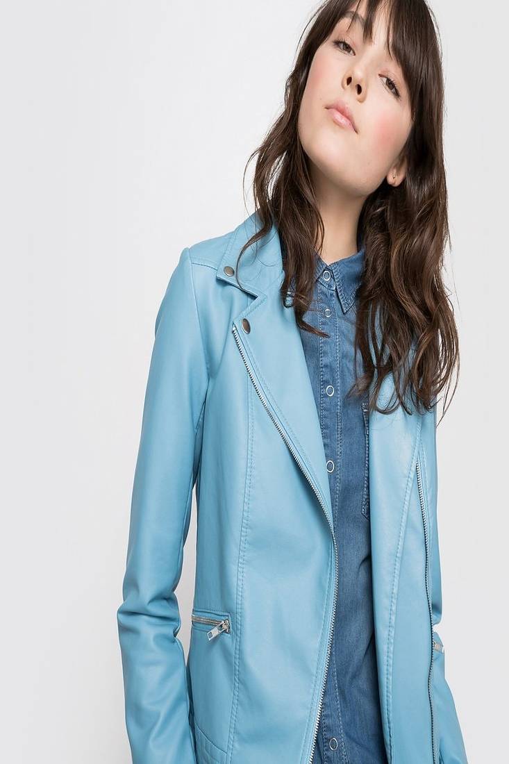 Women’s genuine lambskin blue leather biker jacket slim fit designer motorcycle-c309