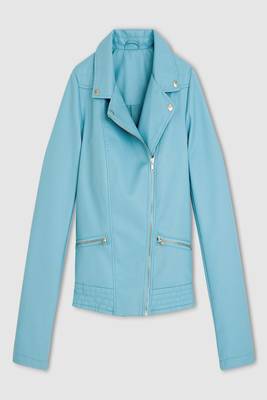 women's blue lambskin leather biker jacket classic moto zip style stylish 2