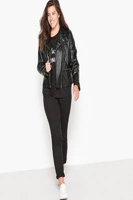 women's black lambskin leather biker jacket classic moto zip style exclusive versatile 2