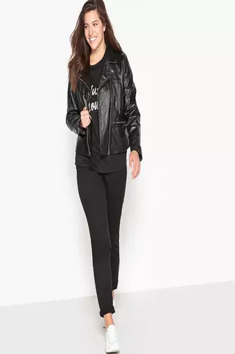 women's black lambskin leather biker jacket classic moto zip style exclusive versatile