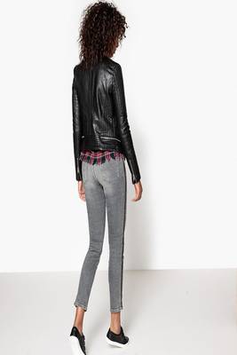 women's black lambskin leather biker jacket classic moto zip style exclusive timeless 2