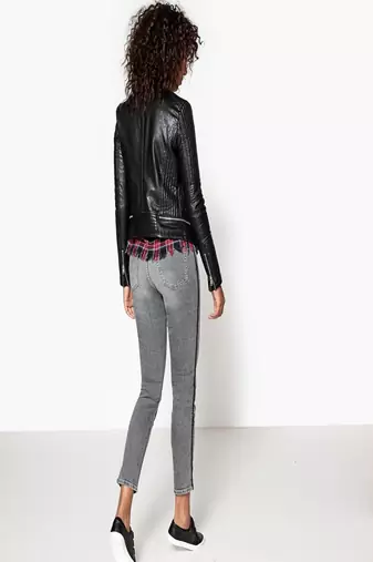 women's black lambskin leather biker jacket classic moto zip style exclusive timeless
