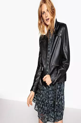 Women’s genuine lambskin black leather biker jacket slim fit designer motorcycle-c312
