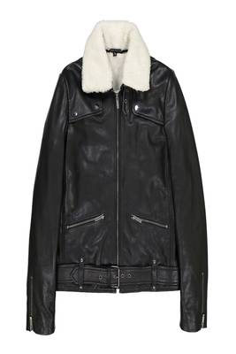 women's black lambskin leather biker jacket classic moto zip style exclusive distinctive 4