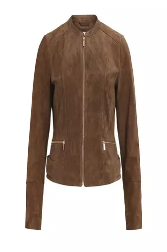 Women’s genuine lambskin brown leather biker jacket slim fit designer motorcycle-c313