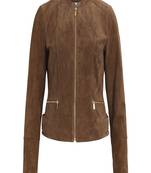 women's brown lambskin leather biker jacket classic moto zip style distinctive