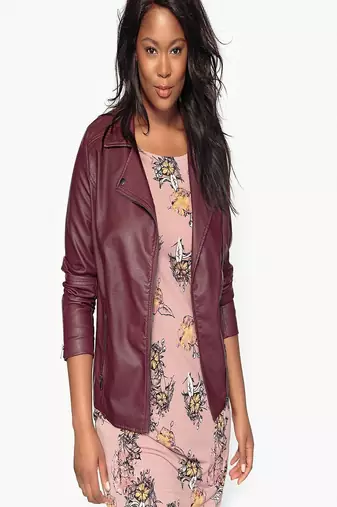 Women’s genuine lambskin maroon leather biker jacket slim fit designer motorcycle-c318