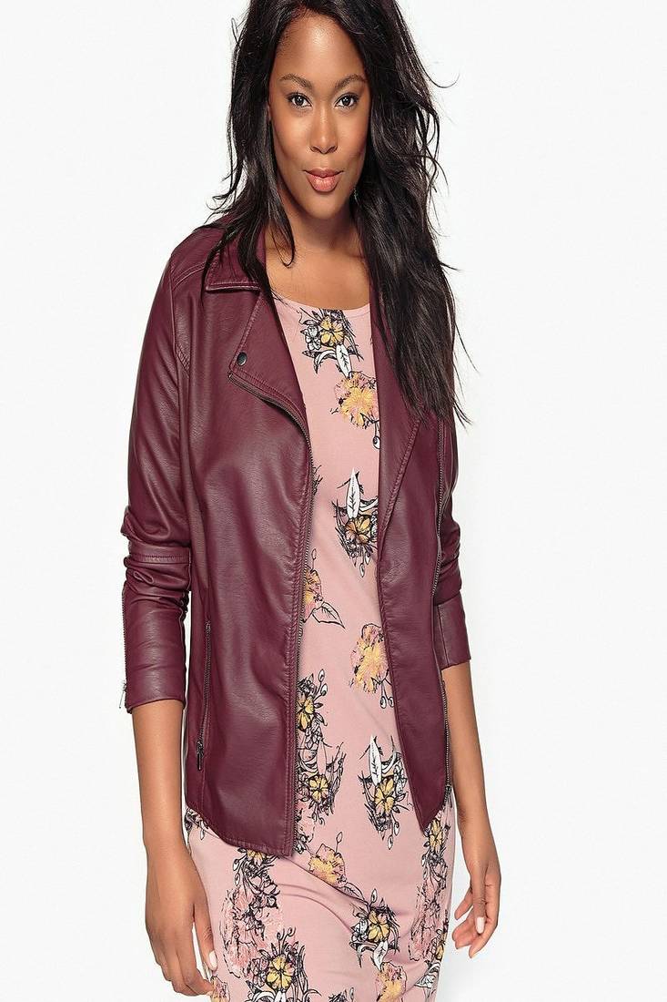 Women’s genuine lambskin maroon leather biker jacket slim fit designer motorcycle-c318