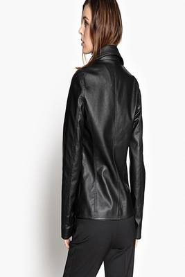 women's black lambskin leather biker jacket classic moto zip style exclusive luxury 2