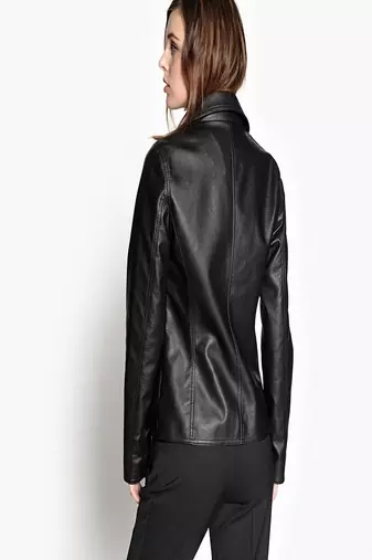 women's black lambskin leather biker jacket classic moto zip style exclusive luxury
