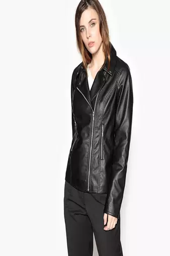 Women’s genuine lambskin black leather biker jacket slim fit designer motorcycle-c319