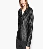 Women’s genuine lambskin black leather biker jacket slim fit designer motorcycle-c319