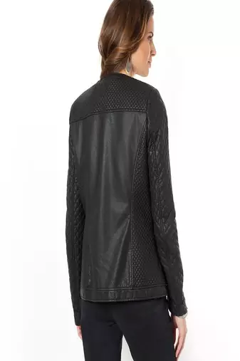 women's black lambskin leather biker jacket classic moto zip style exclusive deluxe