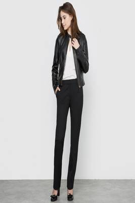 women's black lambskin leather biker jacket classic moto zip style exclusive elite 2