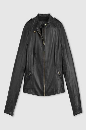 Women’s genuine lambskin black leather biker jacket slim fit designer motorcycle-c321