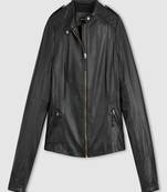 Women’s genuine lambskin black leather biker jacket slim fit designer motorcycle-c321